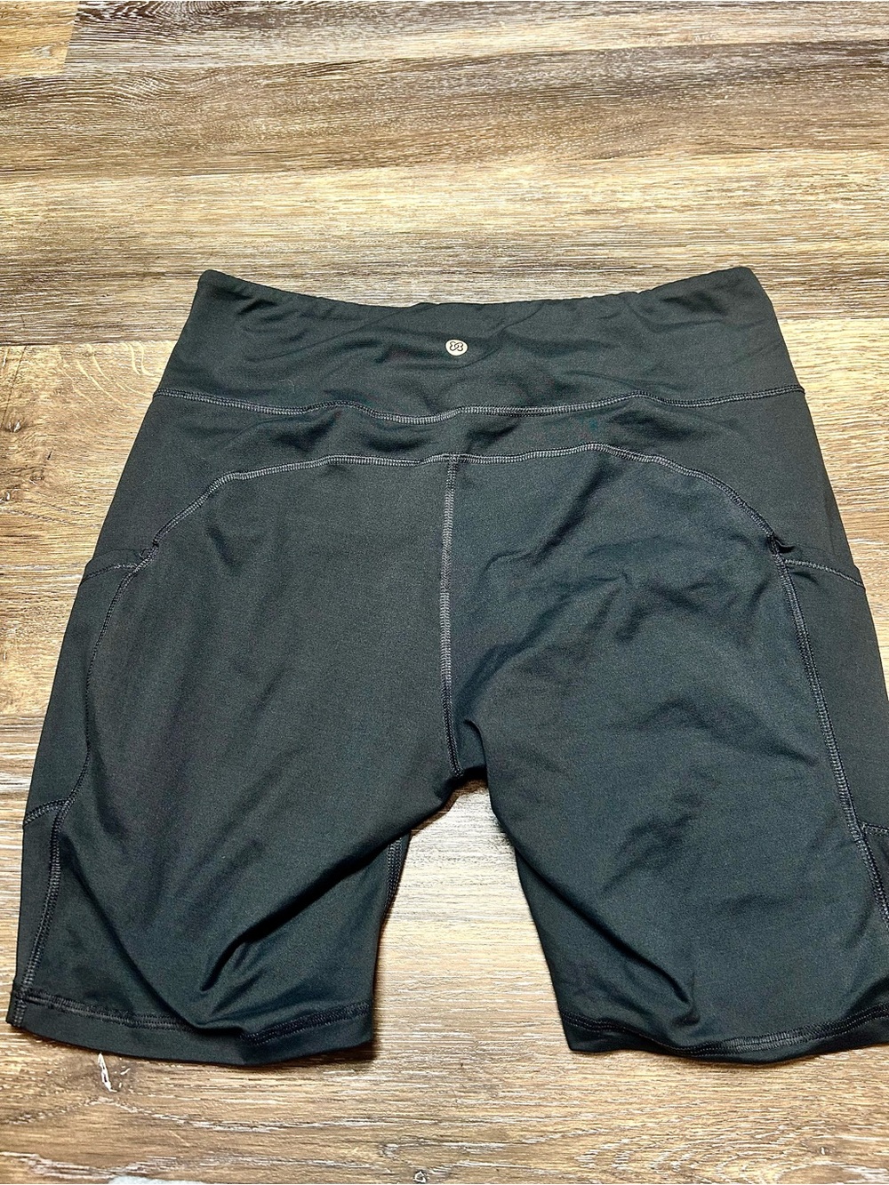 Black High Waisted Biker Shorts w/ Side Pockets Activewear Workout Shorts
